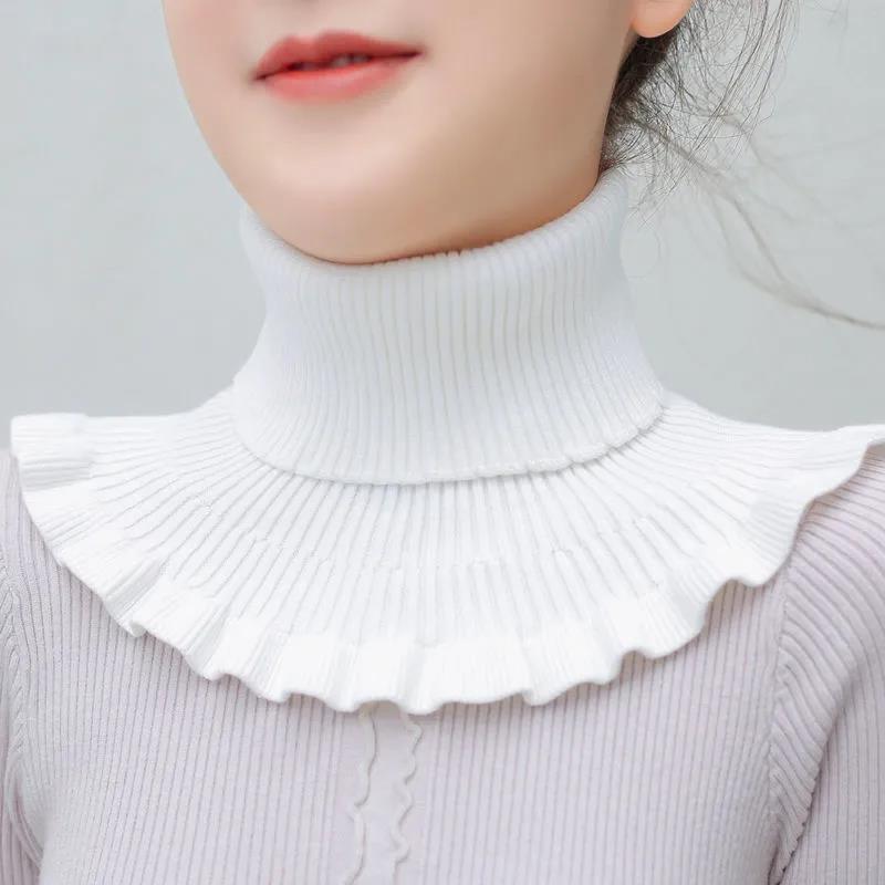 秋冬季毛线套头防风女式假衣领高领围脖护颈保暖脖套百搭针织围巾|undefined