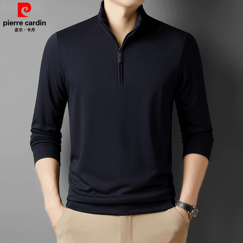 Pilkadan мужская футболка с длинными рукавами весной и осенью повседневная сплошная молния