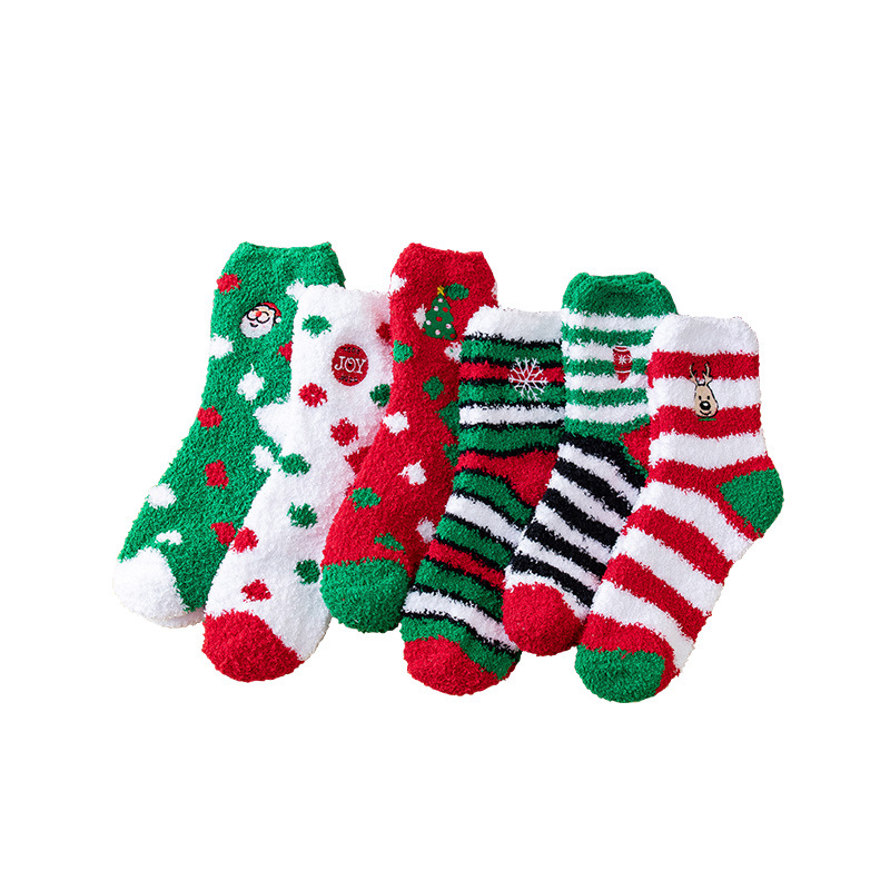 Apparel Accessories Christmas Socks Coral Fleece Embroidered Socks Women Winter Floor Socks Cute Cartoon Thick Warm Plush Winter Sleep Socks_voghion.com