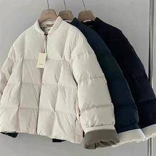 【现货】韩国东大门Vergamot冬季新款无领纯色简约时尚菱格羽绒服