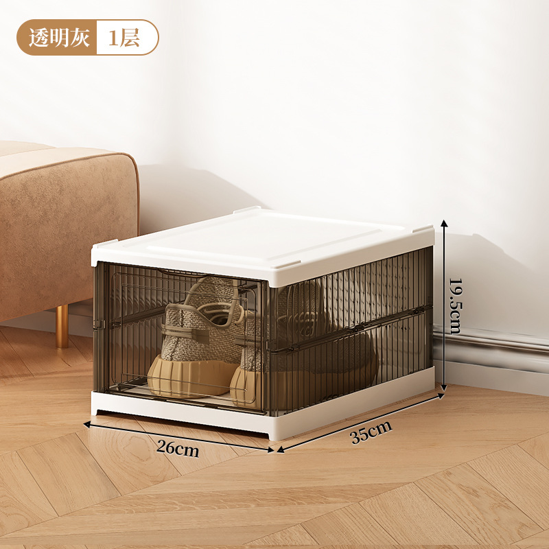Caja de zapatos de una pieza plegable para el hogar Caja de almacenamiento de zapatos AJ a prueba de polvo Gabinete de zapatos transparente extraíble grueso al por mayor