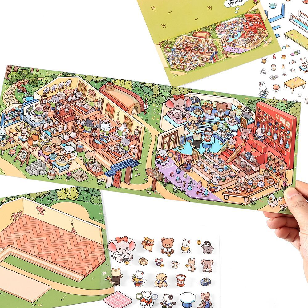 Mo Yan Infeel.Me pegatinas paisajísticas hoy en día en el octavo estereoscópico miniaturizado pegatinas interesantes para estudiantes