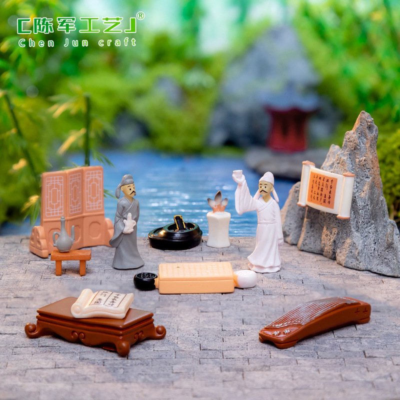 Micro landscape creative ancient style poetry book Li Bai doll house Gardening Landscape diy decoration accessories miniature small ornaments