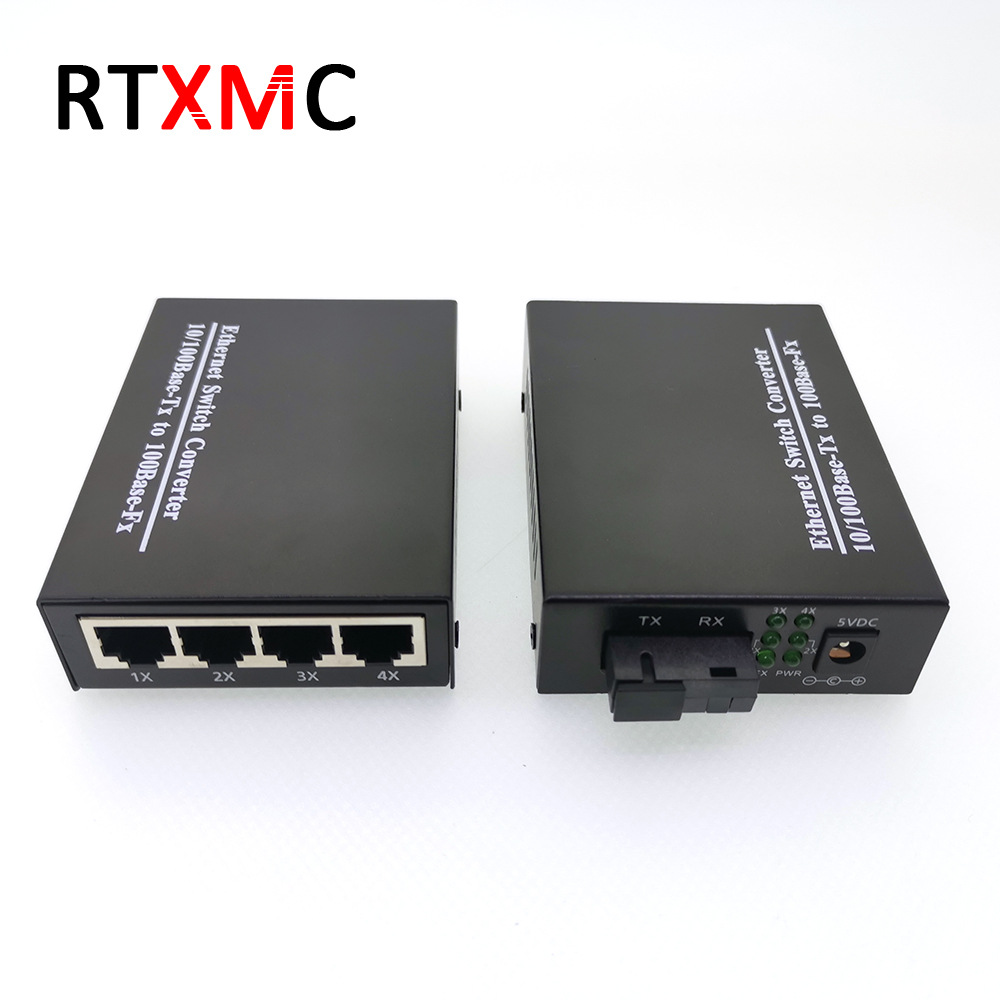 1光4电单模单纤百兆千兆光纤收发器单模单纤光电转换器 交换机