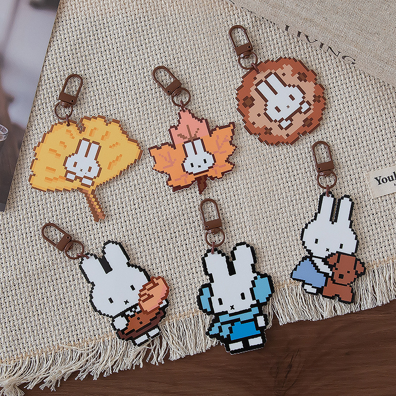 Maple Leaf Miffy Rabbit Bead Keychain Cute Cartoon Backpack Pendant Pixel Art Ornament Best Friend Gift Accessory Maple Leaf Miffy Rabbit Bead Keychain Cute Cartoon Backpack Pendant Pixel Art Ornament Best Friend Gift Accessory