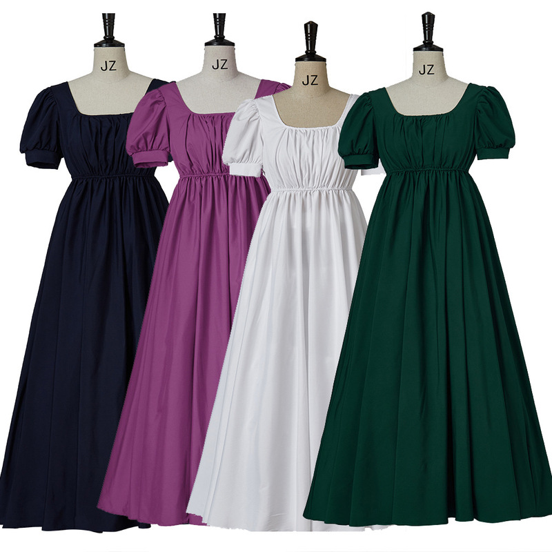 Bridgerton Regency Dress High-Waisted Skirt Victorian Tea Dress Court Style Puff Sleeves