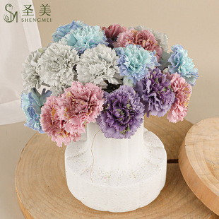 Simulation carnation bouquet Lilac hand holding fake flowers Mother's Day Foreign Trade home decoration wedding factory wholesale