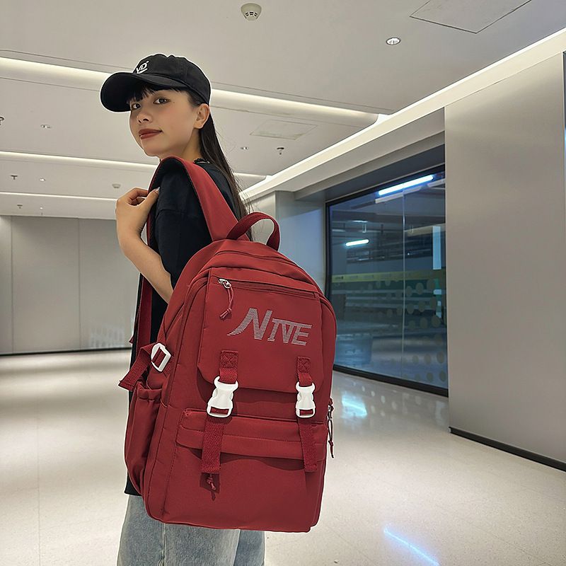 Mochila de gran capacidad de gran valor de alta calidad de moda coreana de estilo Mochila escolar simple para estudiantes universitarias ins Mochila de viaje y ocio