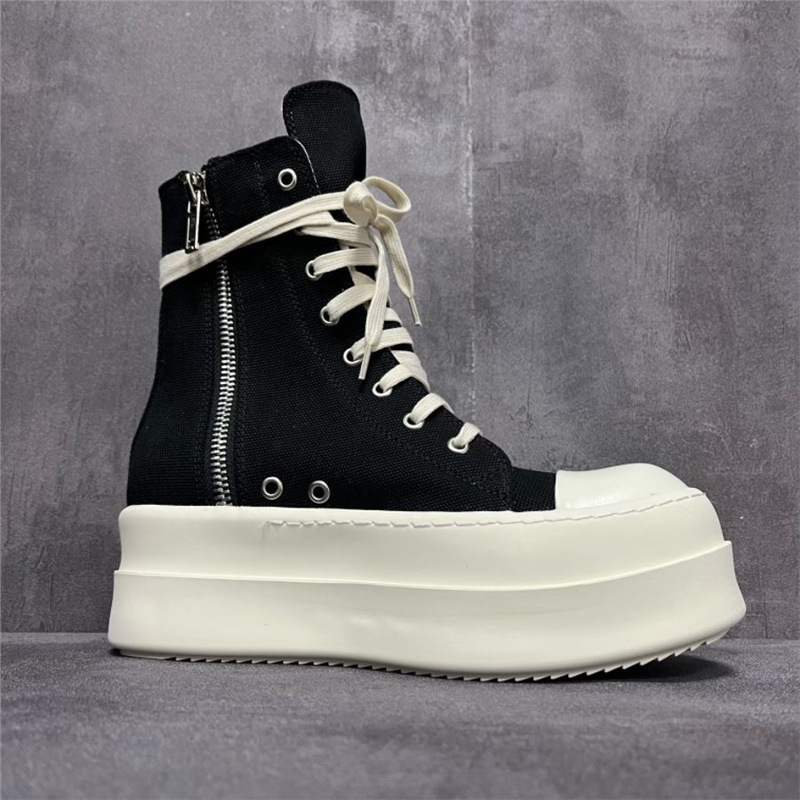 European and American Style Chunky Shoes 2026 Autumn New Model Height-Increasing Thick-Soled Casual Sneakers Round-Toe Lace-Up High-Top Canvas Shoes for Women Trendy