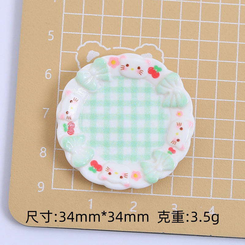 カラフルな猫チェック柄プレート漫画手作り diy クリーム接着剤樹脂アクセサリー小さなアクセサリージュエリー材料卸売|undefined