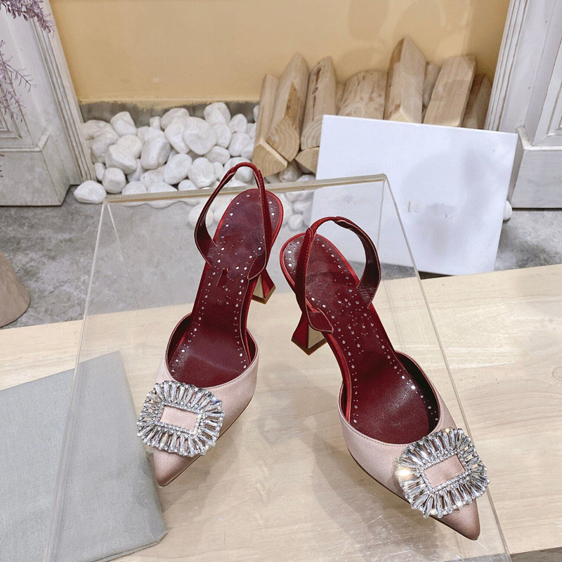 Silk Crystal Rhinestone Solid Color Sexy High Heels 2025 New Shallow Sandals Heelpumps Ultra High Heels