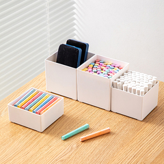 58C1 Chalk Storage Box Podium Blackboard Eraser Classroom Class Podium Table Teacher Square Stationery Organizing Box Chalk