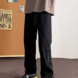 冲锋裤男士潮牌秋冬加绒新款防风宽松直筒运动工装休闲大码长裤子