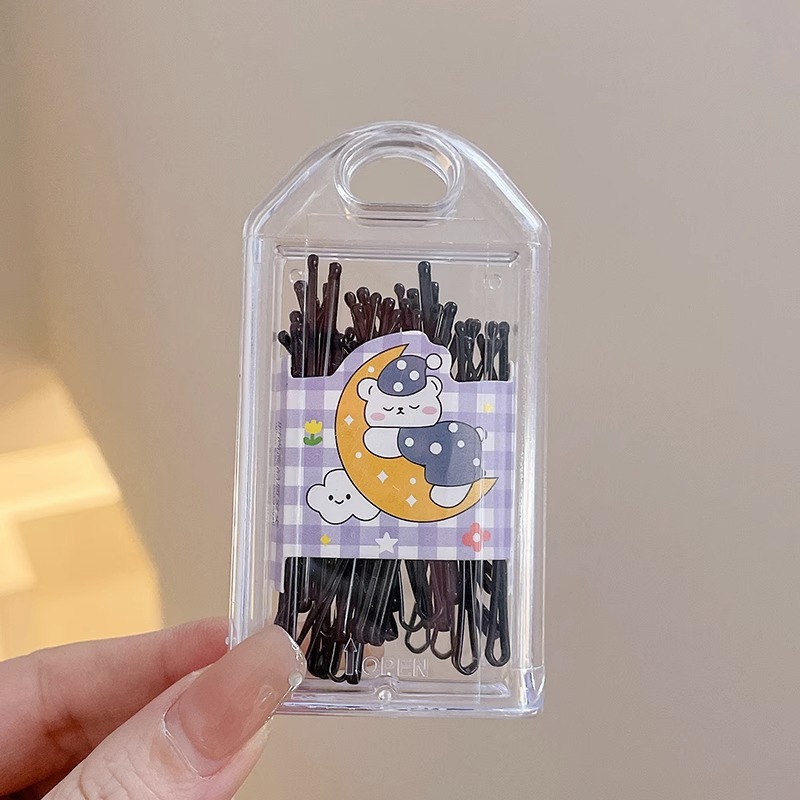 Clip de color simple horquilla en forma de U clip de cabello fijo lado Bangs horquilla rota horquilla negra tocado