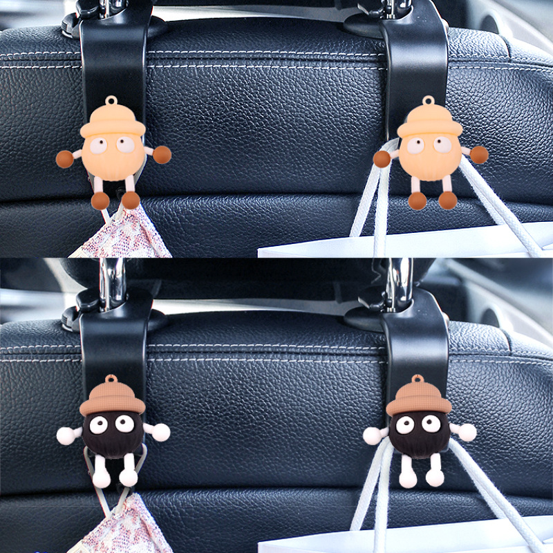 Cartoon carbón pequeño gancho de automóvil gancho de automóvil multifuncional asiento gancho de chicas caricatura lindo asiento