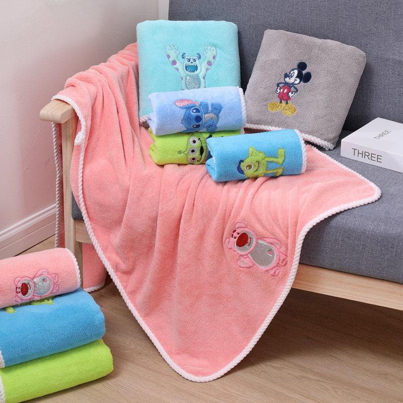 Cartoon coral velvet bath towel shawl household thickened absorbent large towel soft quick-drying beach towel yoga towel blanket