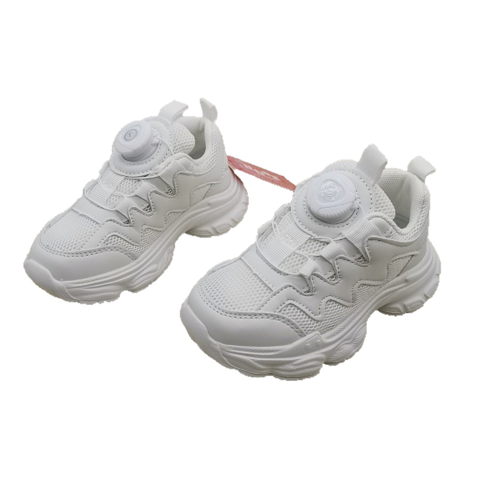 Zapatos blancos de doble red zapatos deportivos para niños botones giratorios zapatos casuales para niños zapatos de malla para niños