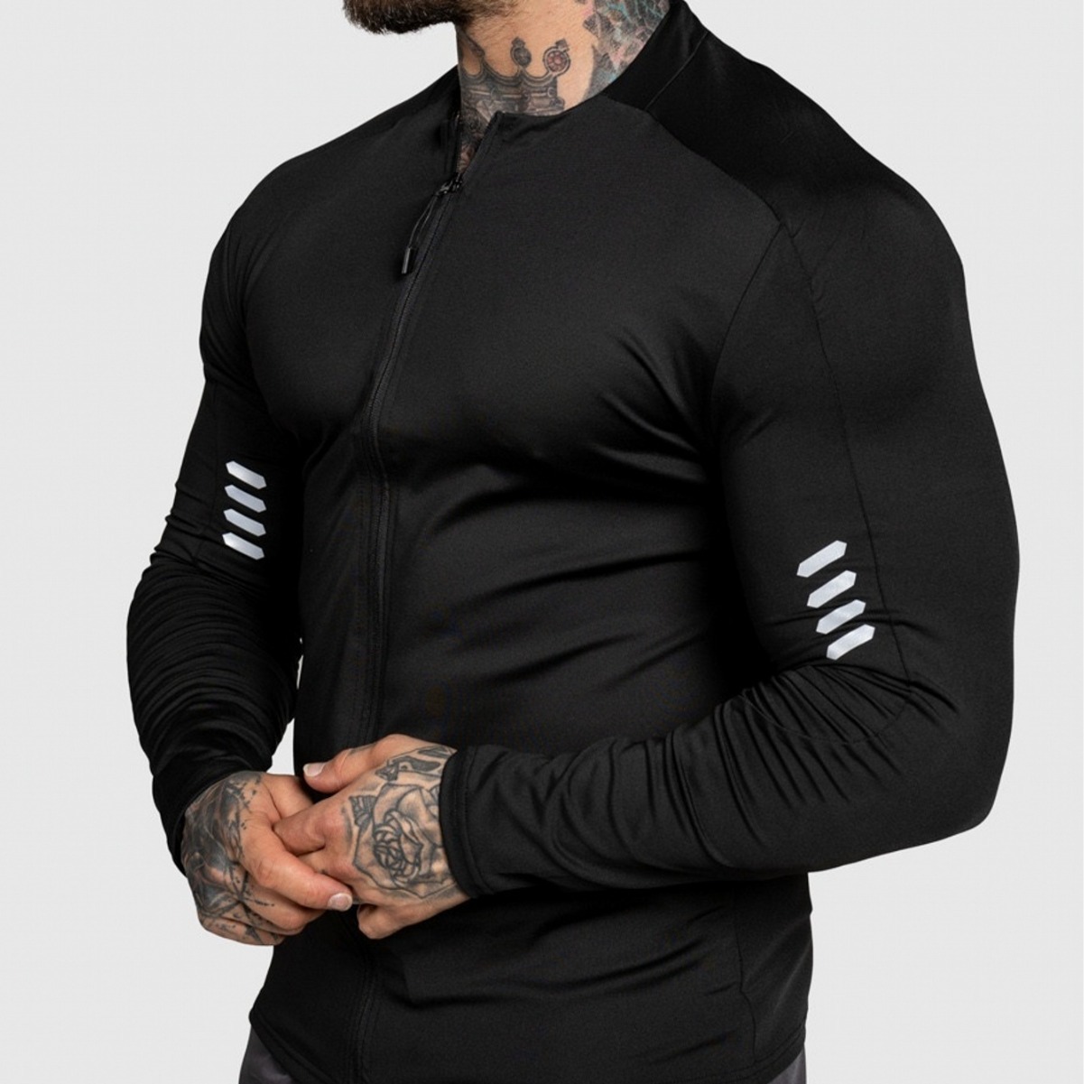 Men's Quick Drying Long Sleeve Cardigan Jacket Slim Fit Stretch Sports Fitness Base Layer Training Running Top Trendy Autumn_viptrois.com
