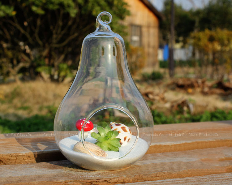 Creativo florero de vidrio transparente en forma de fruta jarrón colgante micro florero paisaje decoración artesanal