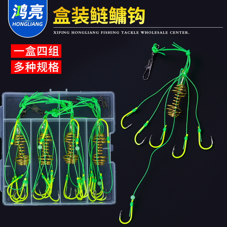 新款防挂底爆炸钩荧光钩 夜光钩水怪鱼钩串钩 盒装伊势尼鲢鳙钩