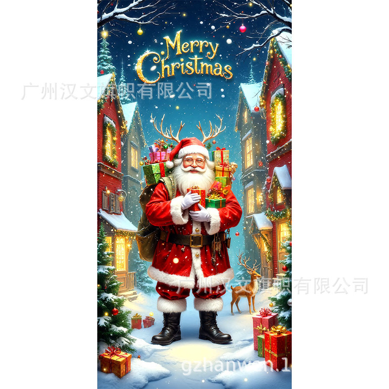 新しいクリスマスドアカーテン、サンタクロースが祝うお祭りの雰囲気の装飾用品、シーンを演出する屋外ドアカバー、祝賀用吊り下げ飾り|undefined