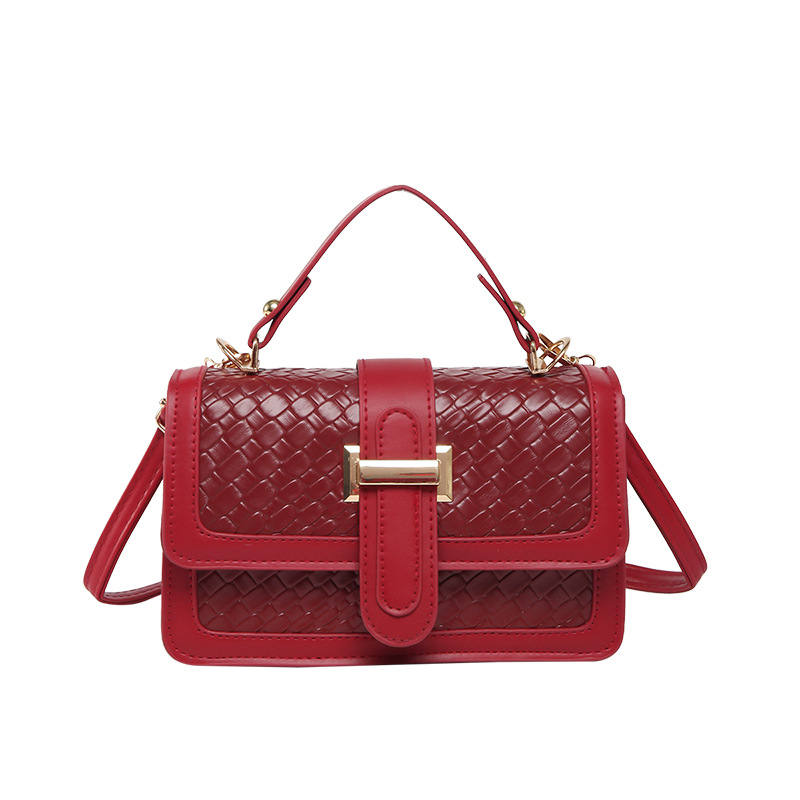 Tejido color sólido 2025 simple combinación de colores moda compras casual retro calle mensajero bolso cuadrado pequeño de un solo hombro