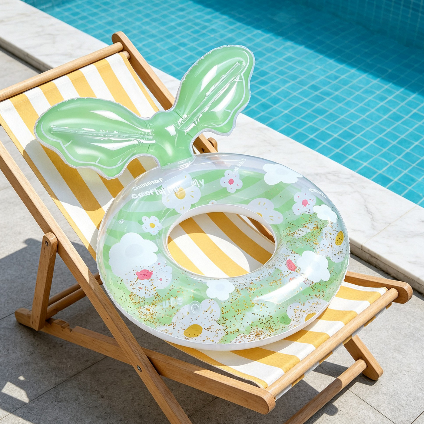 Red Daisy transparente anillo de natación de diafragma, anillo de natación infláble para adultos y niños, anillo de natación de piscina junto al mar