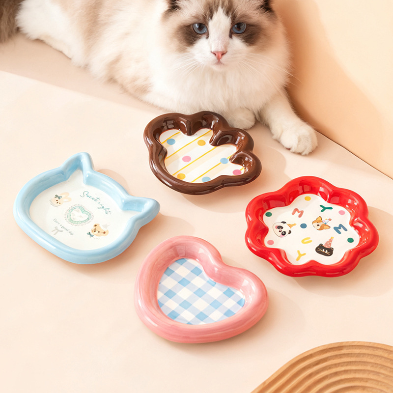 Cat Bowl Ceramic Kitten Canned Food Dish Anti-Spill Cat Drinking Bowl Dog Food Bowl Staple Food Bowl Pet Supplies