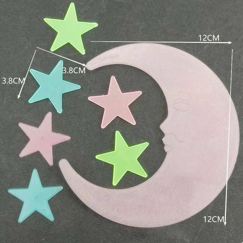 Estrellas de color luna pegatinas de luz nocturna meteoros luminosos pared decoración de ventana fluorescente transfronteriza pegatinas de refrigerador estrella cosmos image 27
