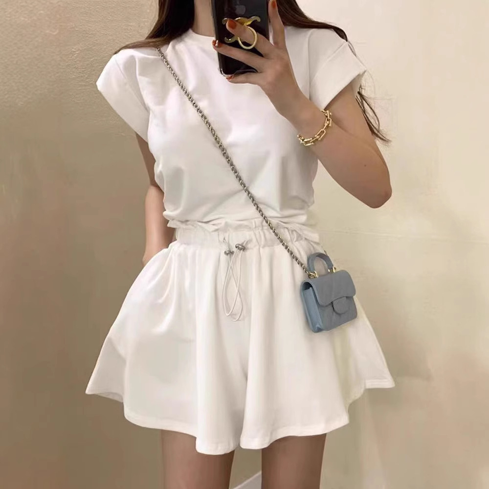 Short-sleeved Shorts Two-piece Set Women's Summer New Casual Running plus size Loose Slimming Fashionable Sports suit Student Trendy