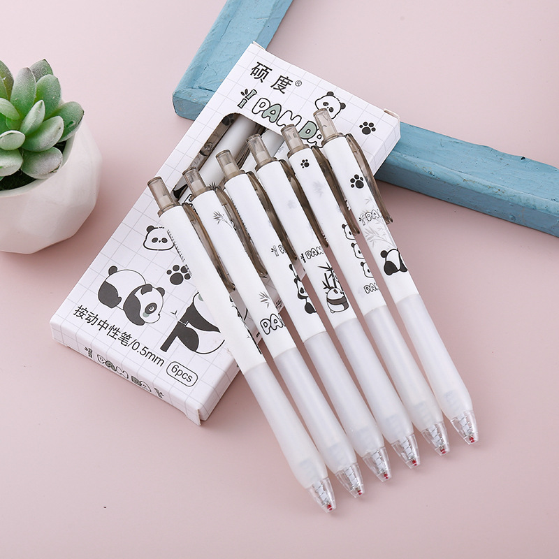 Bolígrafo de prensa de caja de panda de tinta simple, papelería creativa, herramienta de escritura para estudiantes, bolígrafo de góner, bolígrafo de firma a base de agua para oficina