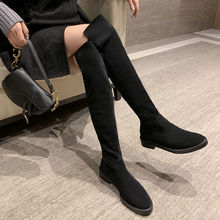 靴子女2025秋款长筒皮靴平底过膝长靴女粗跟骑士靴高筒瘦腿弹力靴