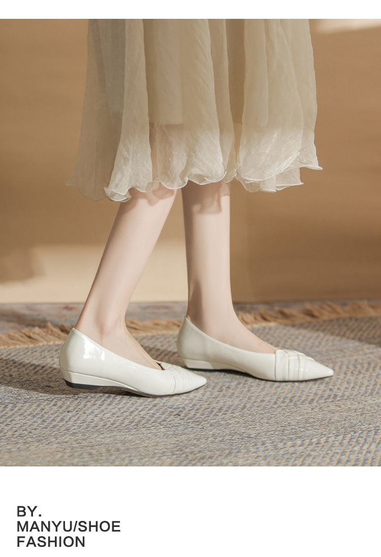 Giày cao gót nữ mũi nhọn gót wedge kiểu Pháp, gót thấp, miệng nông — màu đen chi tiết 10
