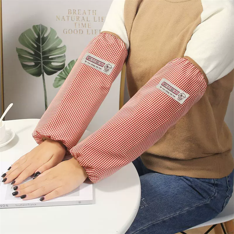 韩版时尚秋冬男女成人护袖工作学生防水长款袖套格子百搭袖套批发