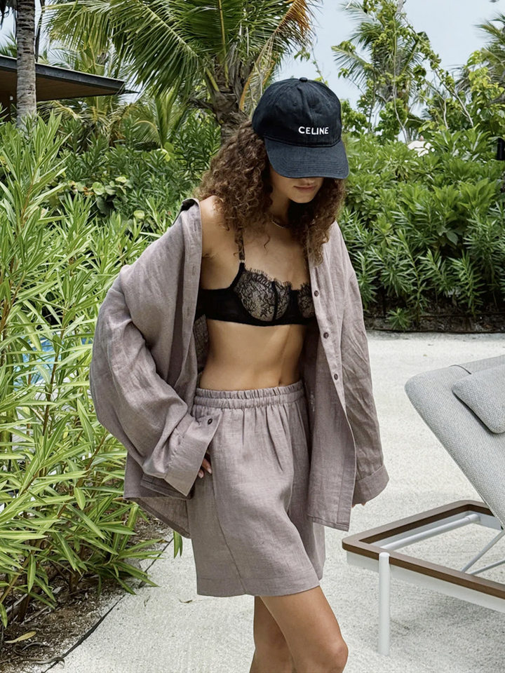 Bộ cardigan dài tay kèm quần short cotton màu trơn phong cách đơn giản — Màu cam, Màu hồng, Màu hồng nhạt, Màu trắng chi tiết 33
