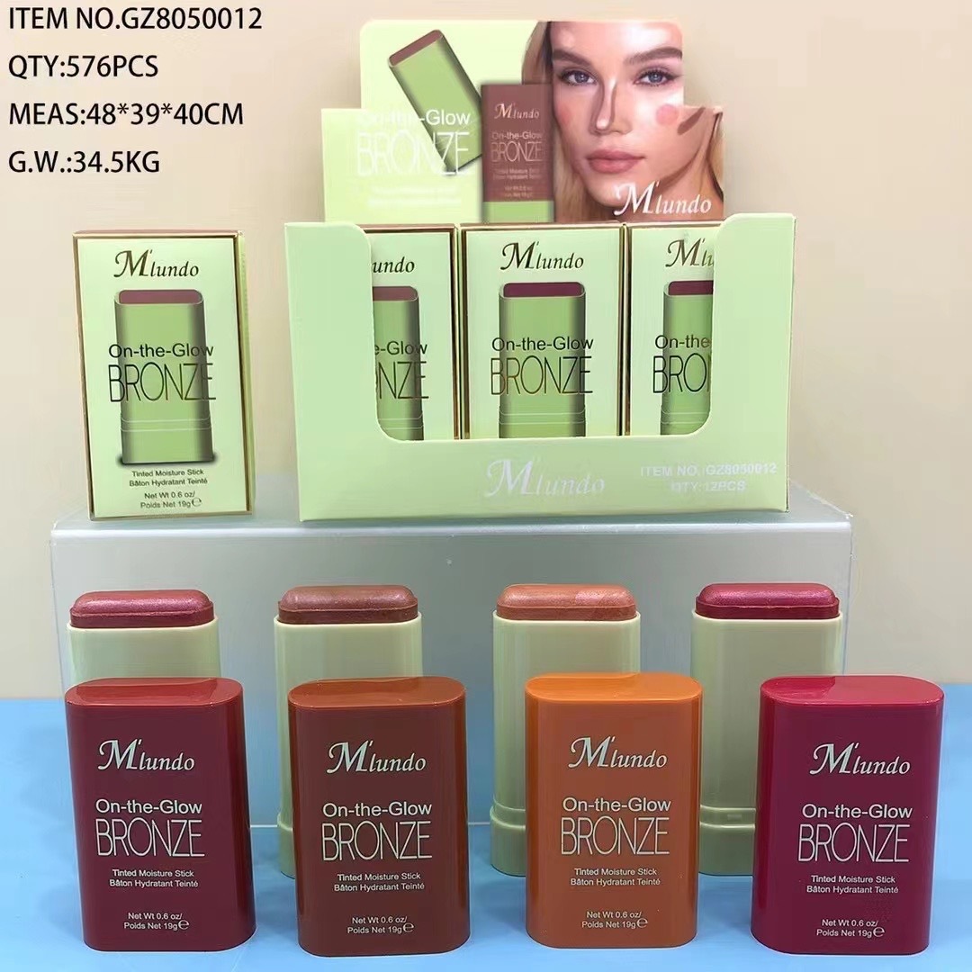 Crema de rubor tridimensional Mlundo, brillo natural facial, reparación, crema de rubor de aplicación de colorete sedoso natural