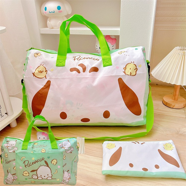 Japanese-Style Cute Girl Heart Kuromi Travel Bag Portable Foldable Luggage Storage Bag Ugly Fish Clothing Packing Bag