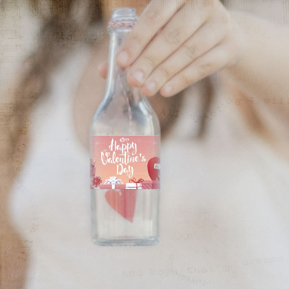 Amazon día de San Valentín decoración botella de agua etiqueta engomada fiesta de compromiso decoración botella de vino botella de agua decoración etiqueta engomada