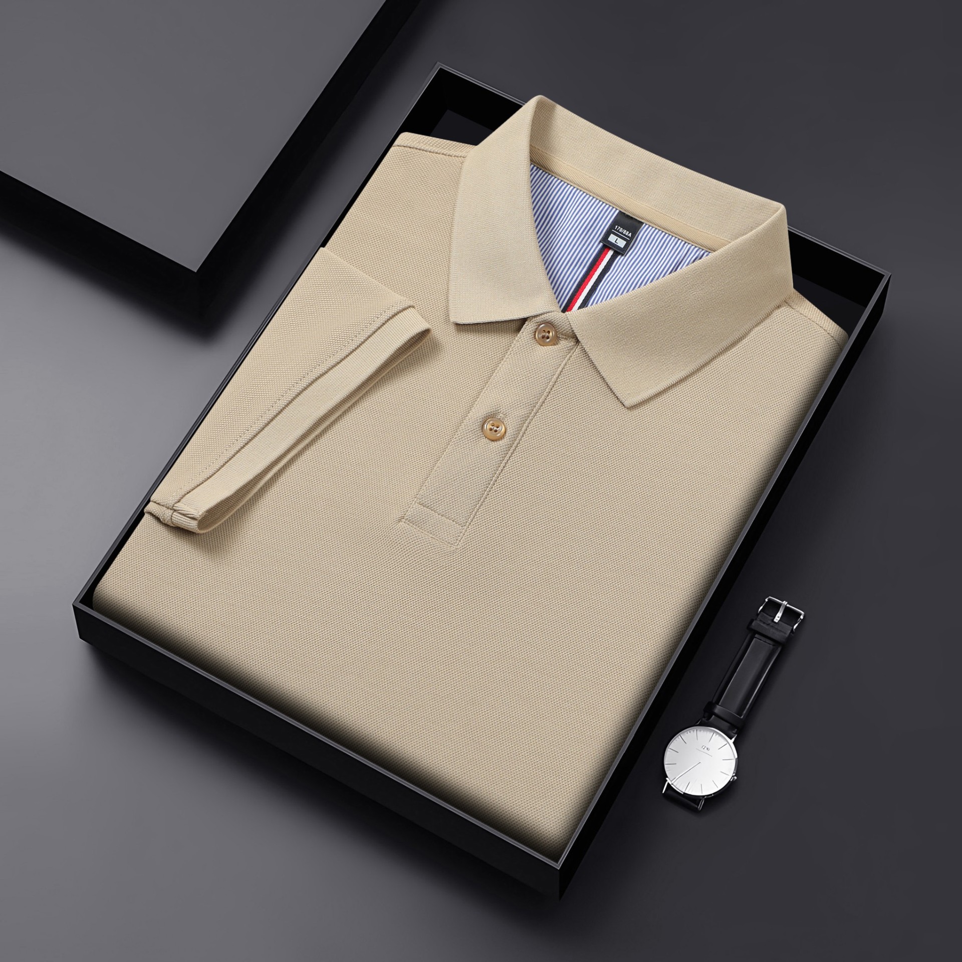 Verano pesado frío y transpirable 7A antibacteriano 65 algodón gran solapa de cuentas en vivo camisa POLO caliente camiseta de manga corta