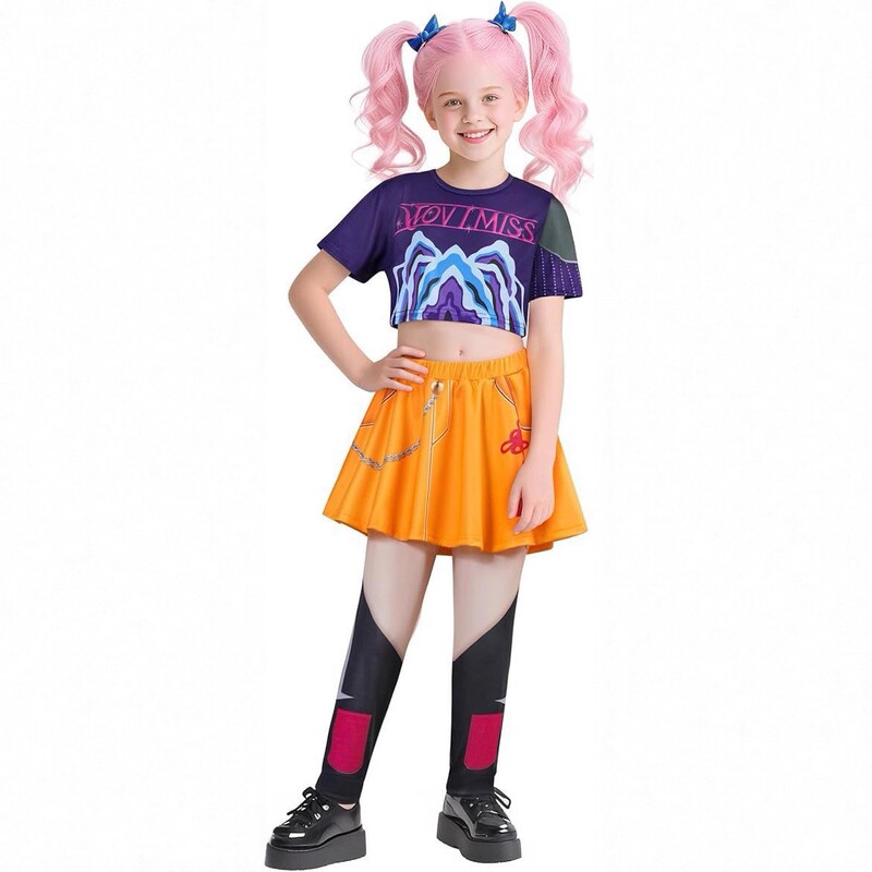 跨境 欧美新款女孩恶魔猎人 流行歌手万圣节服装装扮舞台套装服装|undefined