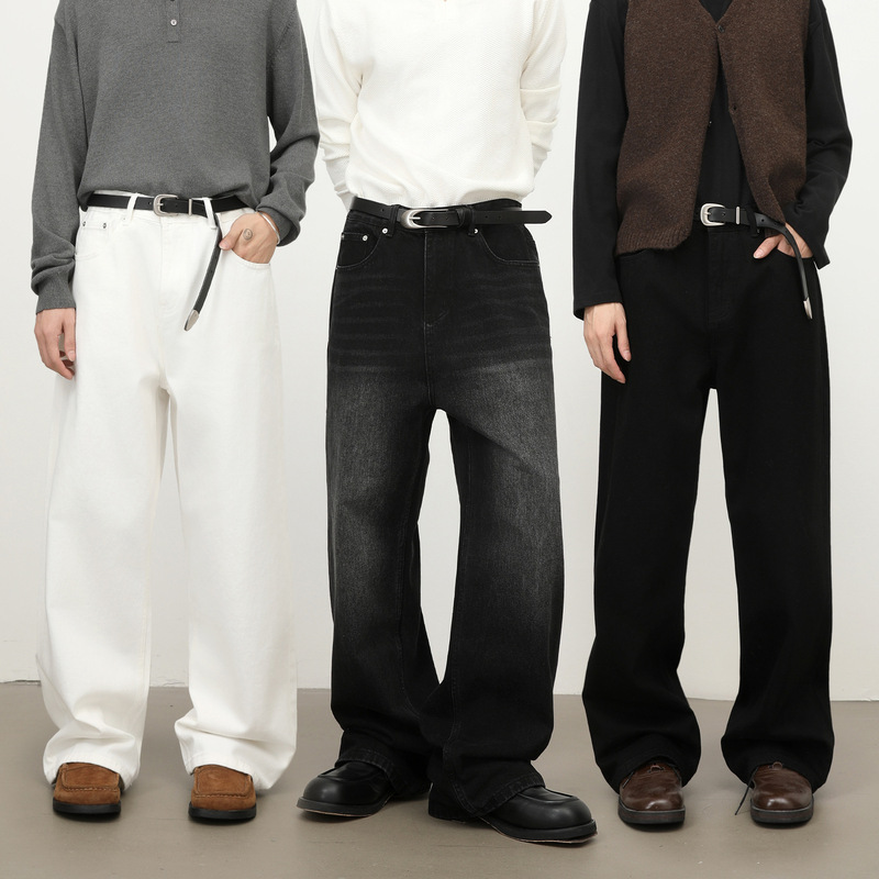 Nirben Cowboy | Straight-Leg Jeans for Men, Korean Style Versatile Wide-Leg Pants, Loose Slimming Versatile Floor-Length Trousers