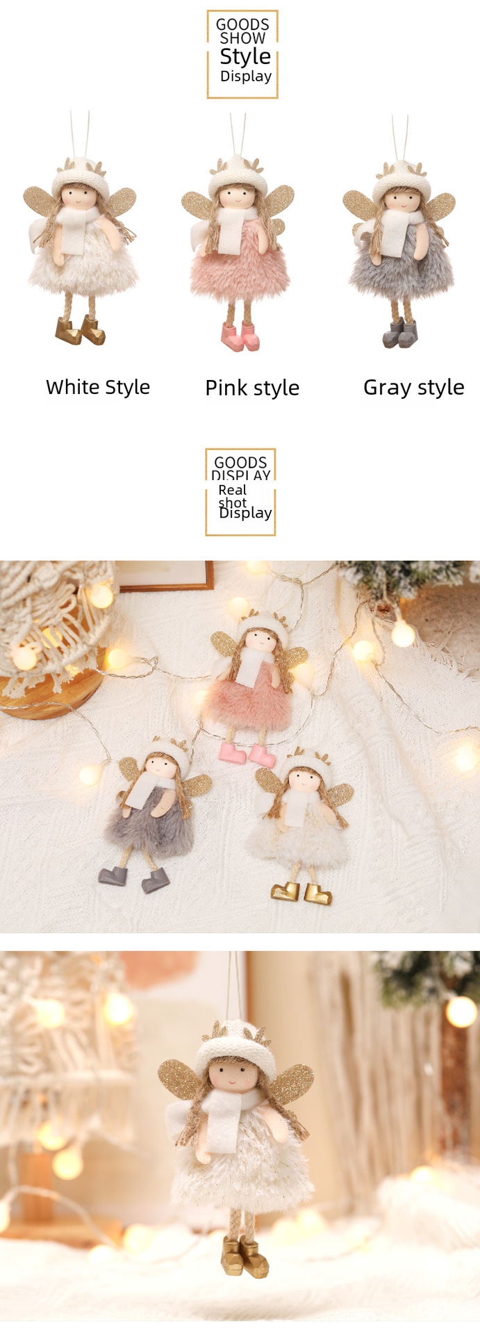 Grenziwwerschreidend Chrëschtdekoratioun Neit Produkt Zylinder Geweih Meedchen Chrëschtbeemchen Dekoratioun Anhänger Kleng Hängend Chrëschtdag_voghion.com