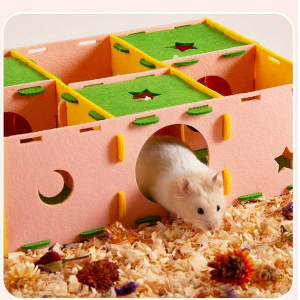 Туннель-лабиринт для хомяков, домик для отдыха и игр, все в одном, спальное гнездо для морской свинки, золотого медведя, гнездо для маленьких домашних животных, съемное