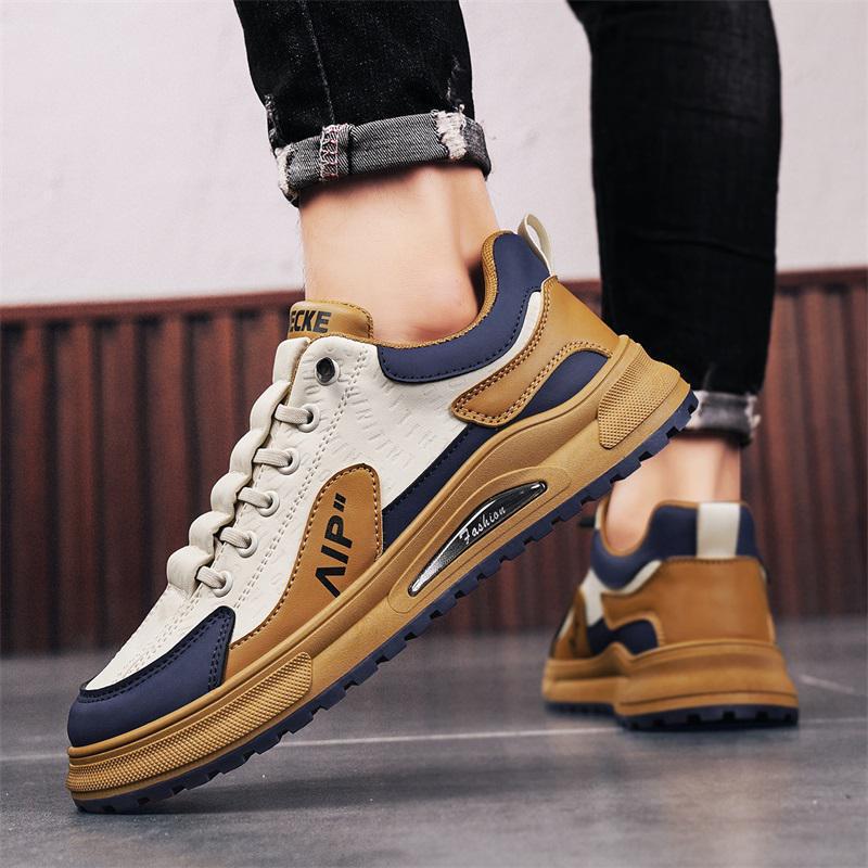 2024 otoño nuevo estilo de moda casual zapatos de hombre zapatos deportivos baja impermeable desgaste casual zapatos de skate de cuero para hombre