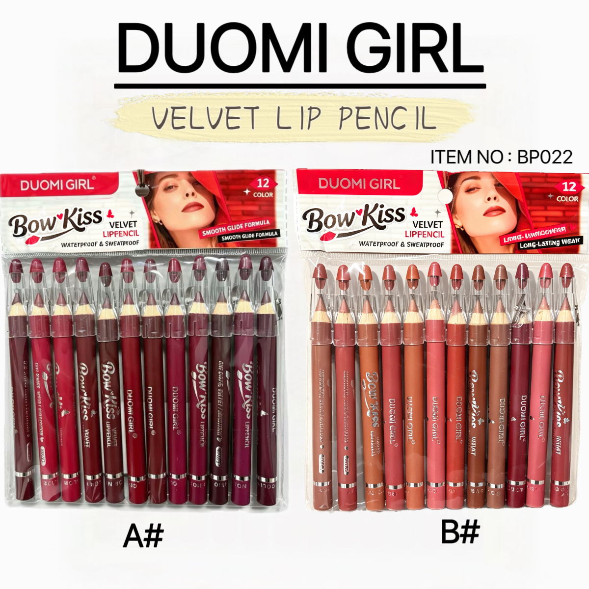 DUOMIGIRL Matte Lip Liner Pencil is long-lasting and easy to apply, with a built-in sharpener, waterproof and sweat-resistant lipstick