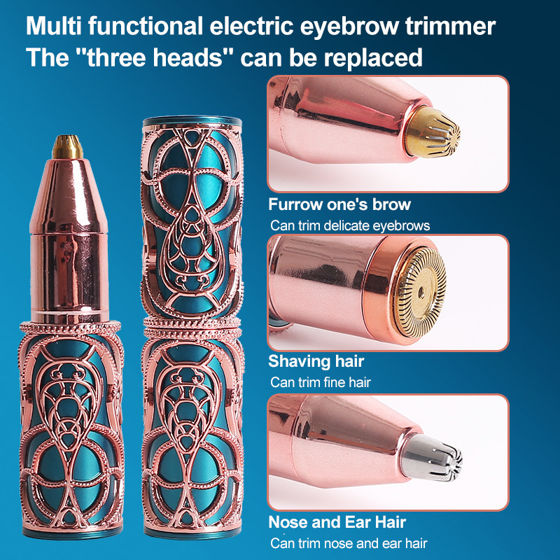 电动剃毛器女士跨境三合一口红款便携式修眉剃鼻毛剃须私处脱毛器