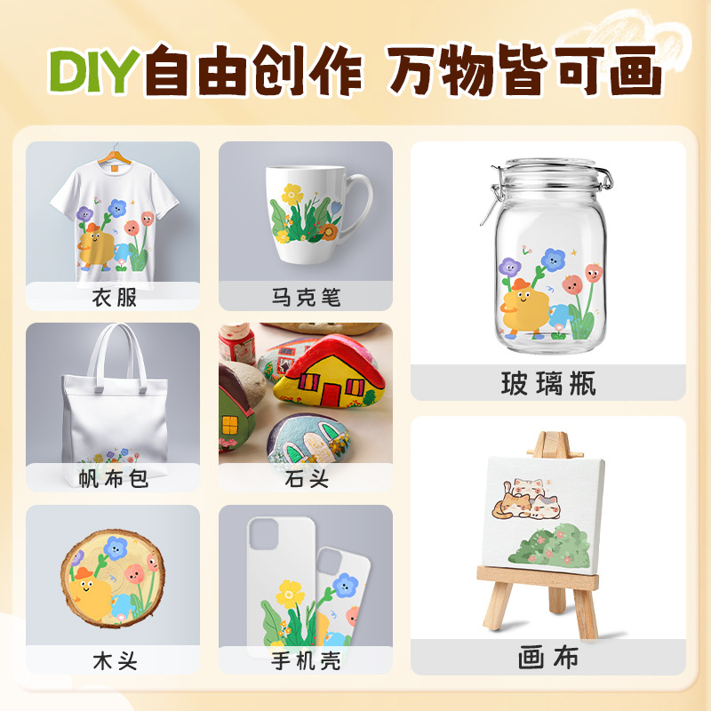 Bolígrafo de acrílico de cabeza blanda 48 colores portátil en caja para estudiantes herramientas de arte plegables bolígrafo de pintura de relleno de color bolígrafo