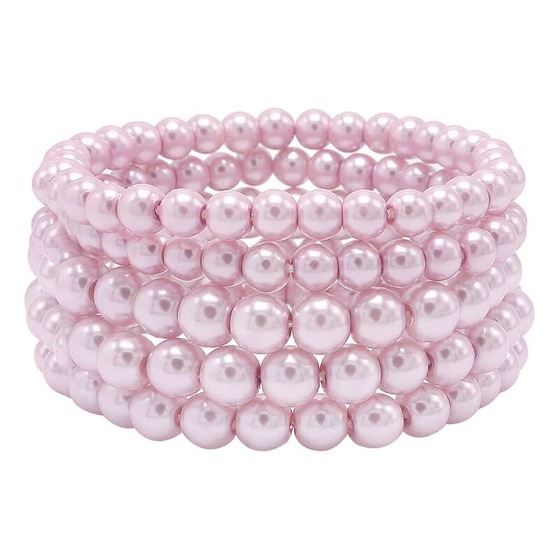 European and American Simple and Versatile Imitation Pearl 6Mm8Mm Bracelet Set Bridesmaid Bride Party Stacked Elastic Bracelet Gift