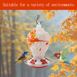 Cross-Border New Product Stained Glass Hummingbird Feeder Water Feeder Bird Feeder Anti-Ant Hook Hanging Feeder