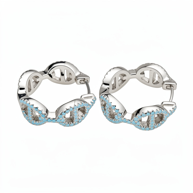 Medieval vintage zircon nariz de cerdo redondo hueco pernos personales fríos pendientes de lujo ligero de alta calidad pernos